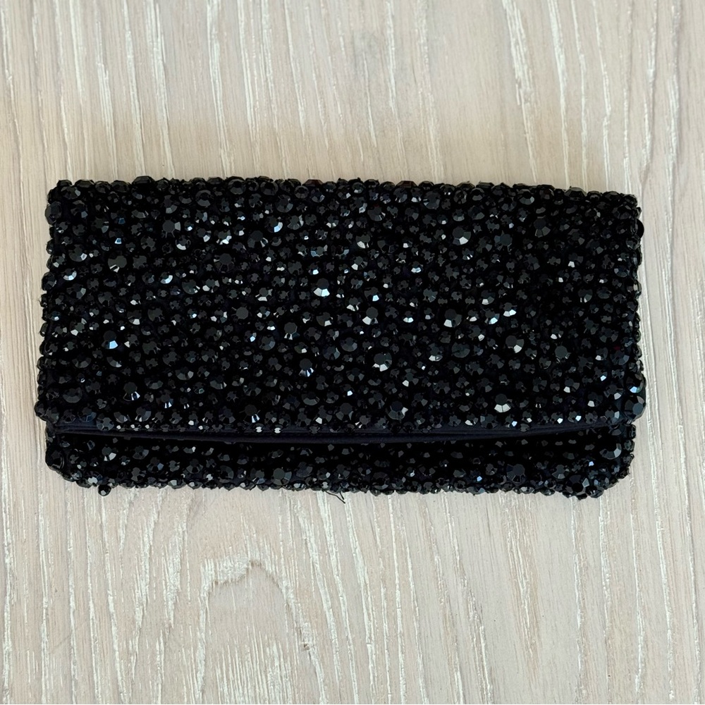 Banana Republic Black Sequin Fold Over Clutch